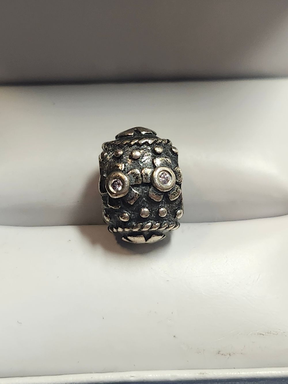 Authentic Pandora Silver Pink CZ Decorative Egg Charm Bead Pendant 4Bracelet